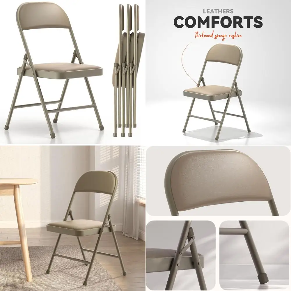Padded Vinyl Cushion Folding Chairs - Comfortable, Durable Steel Frame for Home and Outdoor Use