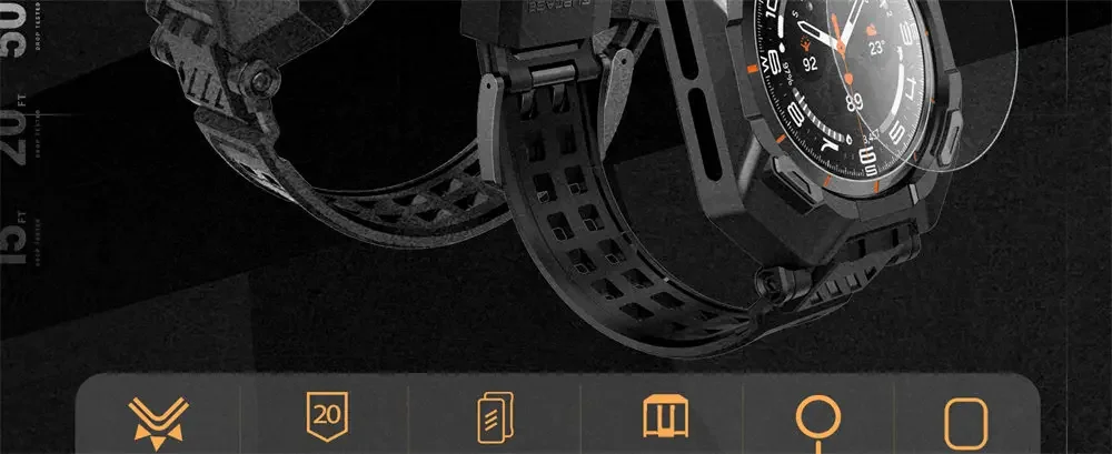 Supcase For Samsung Galaxy Watch Ultra Case 47mm ub pro robuste Schutzhülle mit verstellbarem Armband mit Displays chutz folie – Detail 2