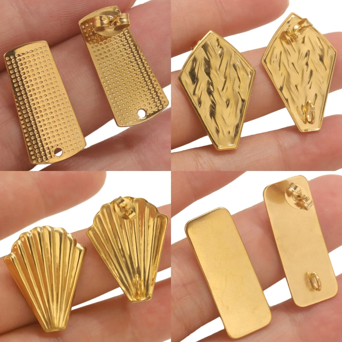 

10pcs Stainless Steel Gold Earrings Base Back for DIY Jewelry Making Supplies Wholesale Bulk