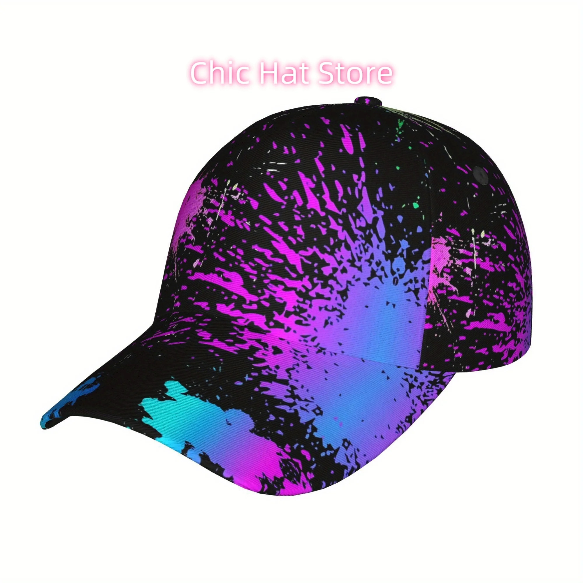 1pc Ink Splashing Printed Baseball Cap for Both Men and Women - Lightweight and Adjustable Sun Cap with Wide Brim, a Fashionable