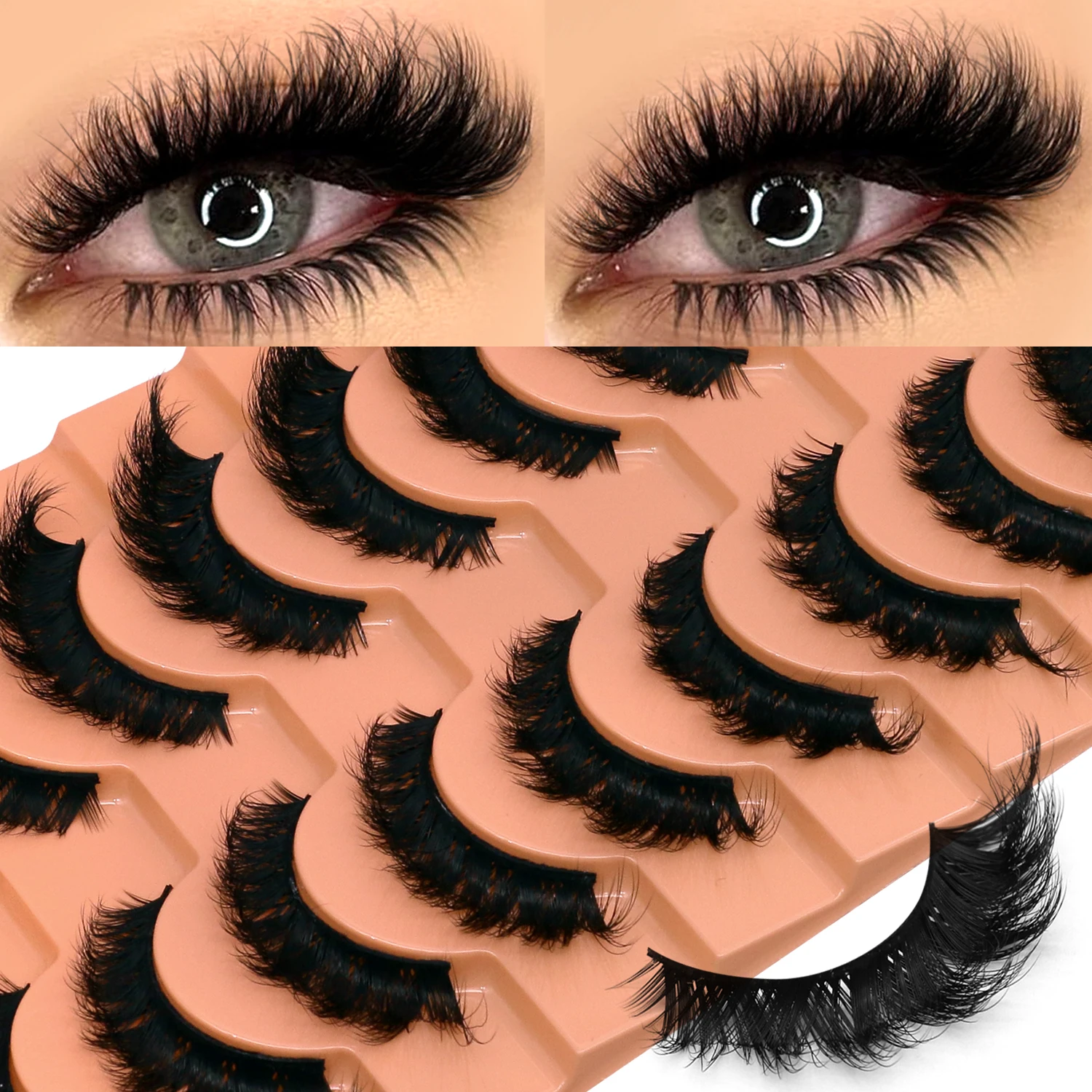 ラスヴィレ 厚めつけまつげ ふわふわキャットアイまつげ ショート ソフト クロス ドラマティック ナチュラルカールまつげ 3Dフェイクミンクまつげ メイクアップ