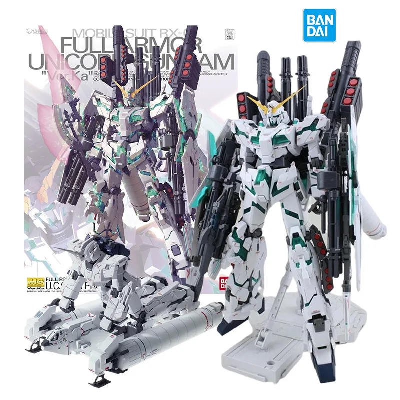 Bandai Original box MG 1/100 FULL ARMOR UNICORN GUNDAM Ver.ka Model Kit Anime Action Fighter Figure Assembly Toy gift for kids