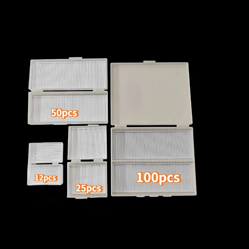 5/10/12/25/50/100 Slide Loading Slide Box Biological Pathology Slide Box Buckle Thickened Plastic Storage Box Microscope Parts