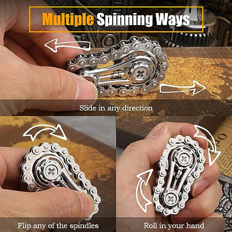 Sprockets Flywheel Fingertip Gyro Fidget Spinner Antistress Anxiety Metal Bike Chains EDC Spinner Fidget Toys For Adult Kids