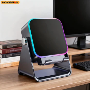 NEW 5 In 1 Auto-induction Wireless Induction Speaker 8 Mode RGB Light Phone Stand…