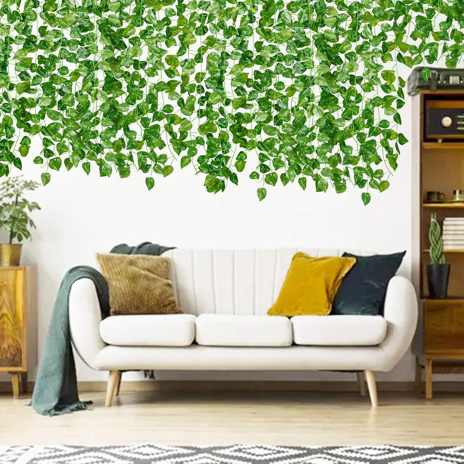 

Artificial Rattan Fake Leaf Vine Hanging Decor Plant Wall nament Lifelike Silk Material Long Lasting Display