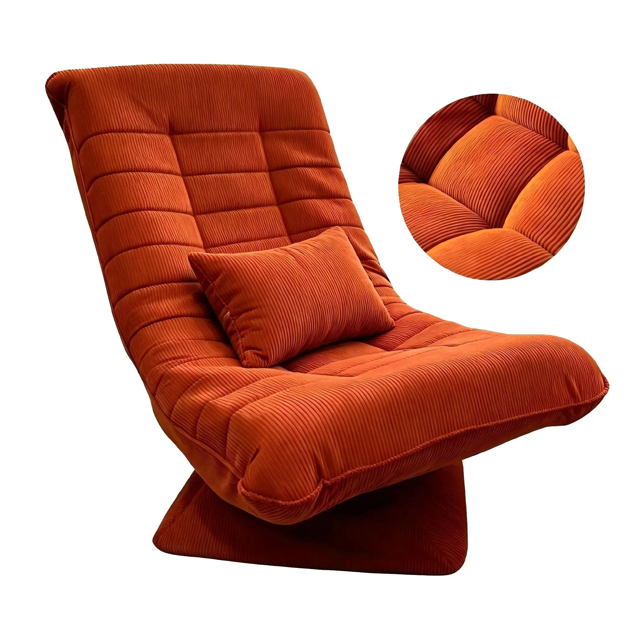 Ergonomiczny fotel rozkładany z tkaniny sztruksowej, 3-stopniowo regulowany fotel wypoczynkowy typu lazy sofa, obrotowy fotel relaksacyjny 360 stopni z grubą wyściółką z pianki memory, wytrzymały