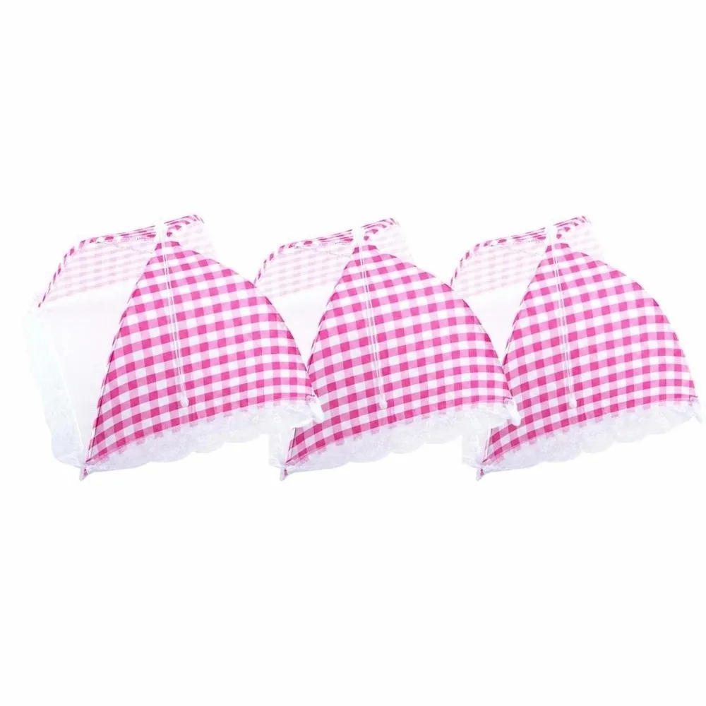 3pcs Metal, Mesh, Polyester Mesh Food Cover Pink, Coffee, Blue, Beige 12.5