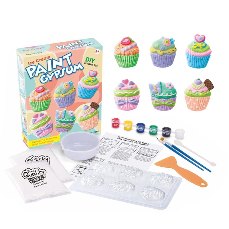 Kids Plaster Painting Kit DIY Paint Your Own Figurines Crafts Arts Toy Set for Boys Girls Birthday Christmas Gift(A)