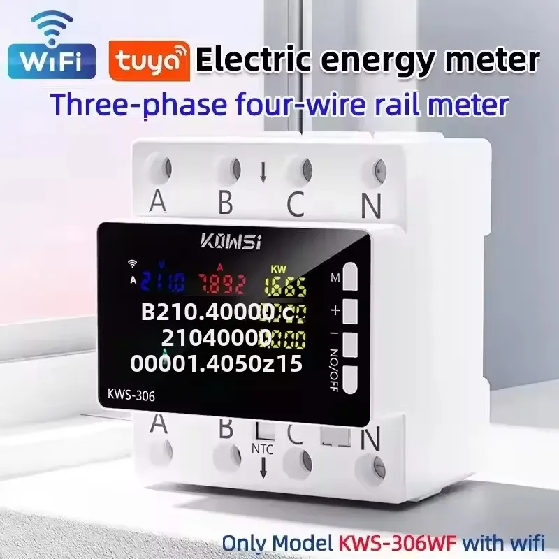 AC 85-290 V/80 A Energie-Leistungsmesser, Farbbildschirm, 3-phasig, 4-Draht-Schienenmesser, Voltmeter, 6 Power-Off-Schutzmessgerät, Fernbedienung