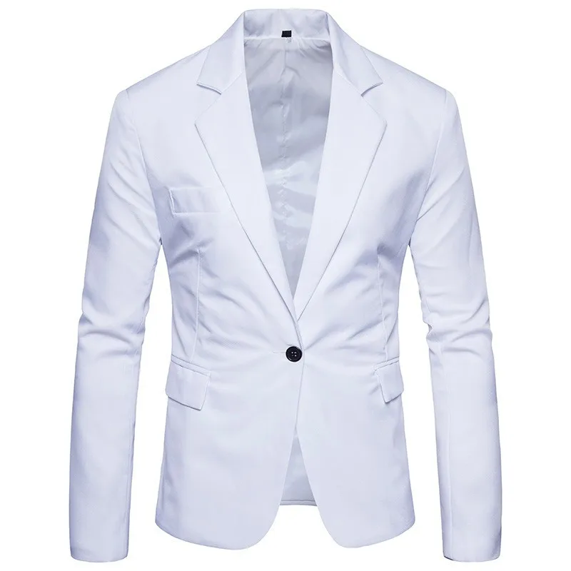 Męski, elegancki, casualowy garnitur w jednolitym kolorze, duży rozmiar, wygodny krój, klasyczny, długi rękaw, okrągły dół, płaszcz.