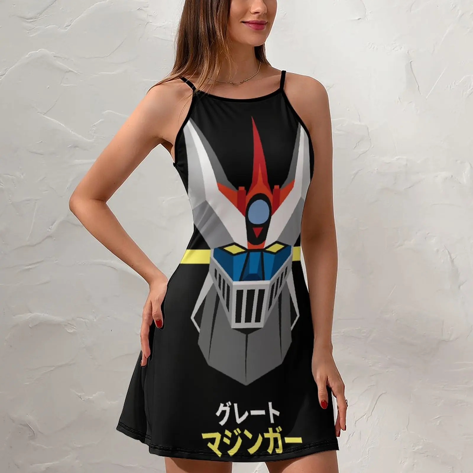 Exotic  Woman\'s Dress The Dress Mechas 02 Mazinger Z Steel Jeeg Robot Kotetsu Dark Great 8  Women\'s Sling Dress Graphic Cocktail