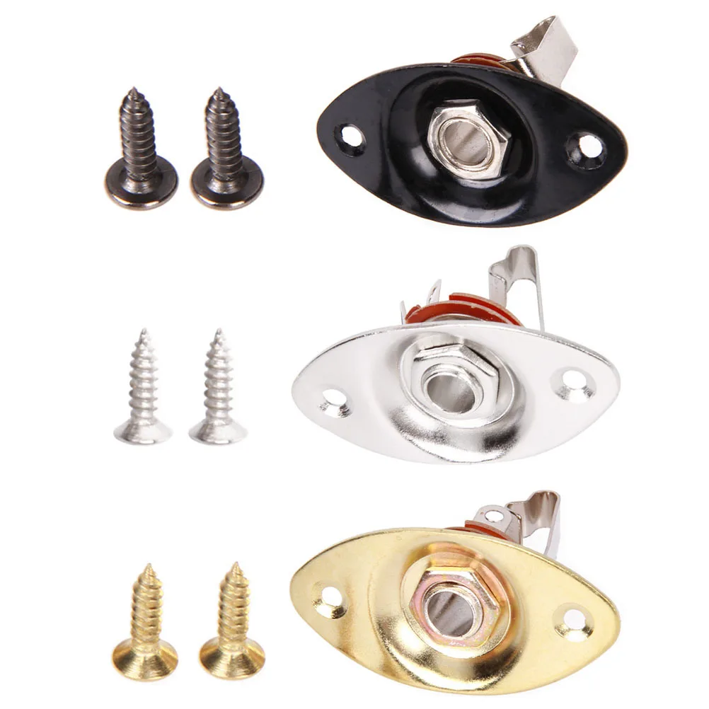 

3Sets Oval Pickup Jack Zinc Alloy Electric Guitar Input Socket Plate Professional Replacement for Bass Guitar Accessories