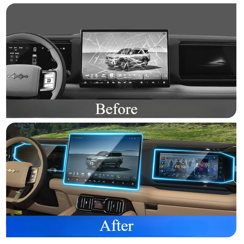 Para BYD Equation Leopard 8 película templada automática Control Central instrumento de navegación Protector de pantalla copiloto suministros interiores