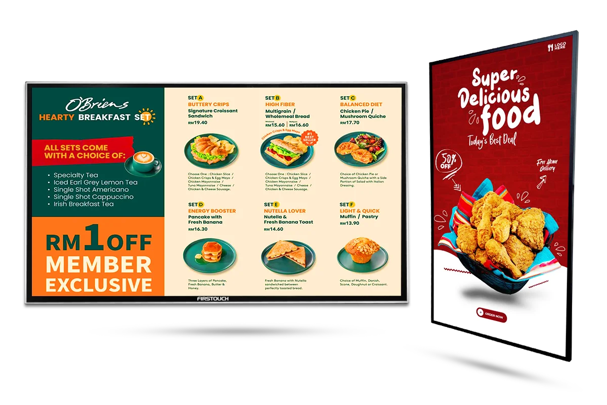 43 49 55-inch Indoor Wall-mounted LCD Menu Display For Digital Signage Advertising Boards In Coffee Shops