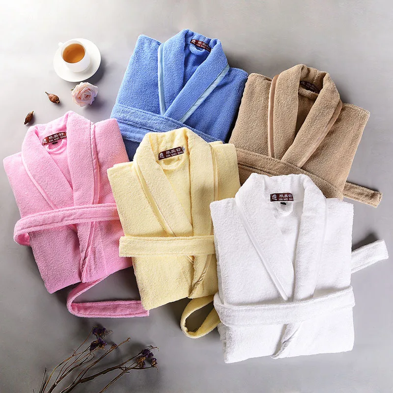 Thickened 100% cotton lovers bathrobes women and men Spring autumn kimono homewear Hotel SPA robes Plus size 0903