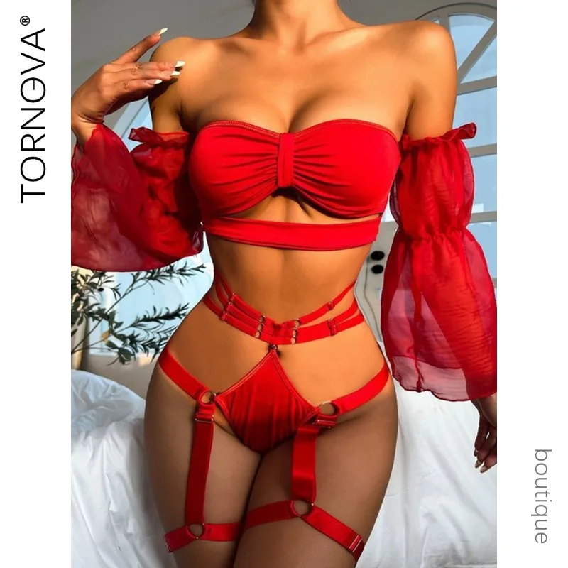 

Tornova Ropa сексуальное женское нижнее белье Lencería, горячее сексуальное нижнее белье без цензуры, сетчатое лоскутное однотонное сексуальное женское нижнее белье, комплект из 3 предметов