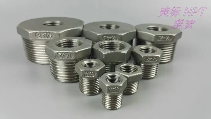 

5pcs 1/4" 3/8" 1/2" 3/4" 1" 1.25"Male NPTx 1/8" 1/4" 3/8" 1/2"3/4" 1"Female NPT 304 Stainless Steel Reducer Bushing Pipe Fitting