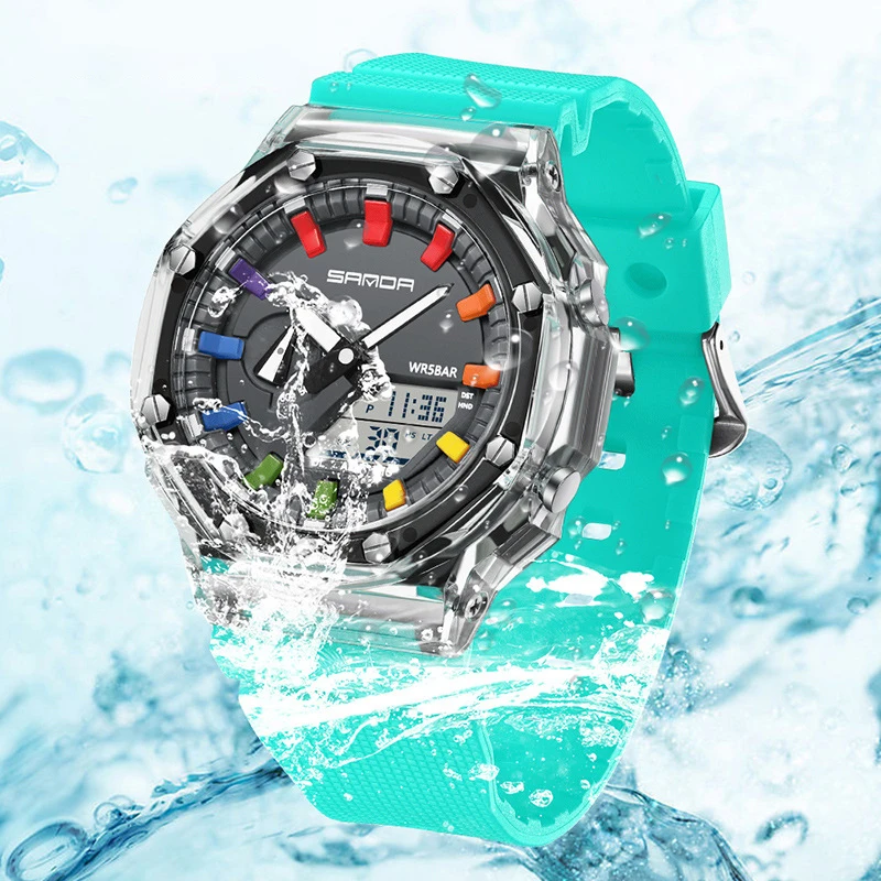 ZH137 Trendy and fashionable Men watch octagonal transparent multifunctional waterproof quartz watch，watches for man