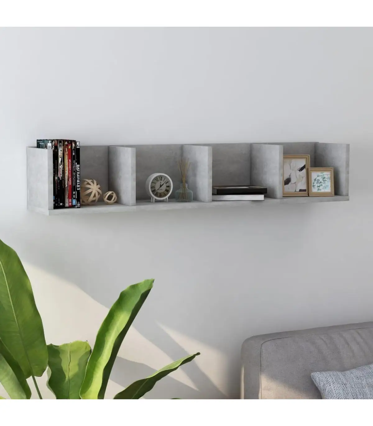 100x18x18 cm Concrete Plywood Wall Shelf Shelf