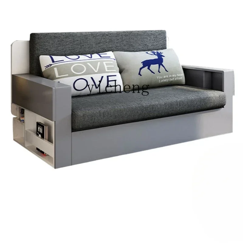 ZZTQH Modern Foldable Solid Wood Sofa Bed Dual-purpose Living Room Sitting Bedroom Multifunctional Creative Sofa Bed