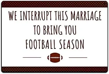 JP's Parcels Tin Signs Man Cave Decor - Metal Sign 12 x 8 in. We Interrupt This Marriage to Bring You Football Season