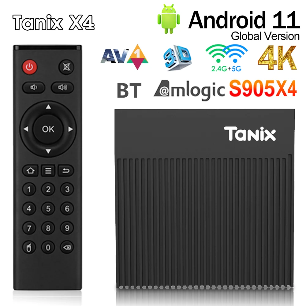 Original Tanix X4 Smart TV Box Android11.0 Amlogic S905X4 4GB RAM 32GB 64GB ROM 3D BT 2.4G&5G Wifi HDR Media Player Set Top Box