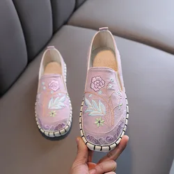 Comemore Beijing Embroidered Hanfu Shoes Woman Spring Summer 2024 Canvas Chinese National Style Flats Women's Loafers Sneaker