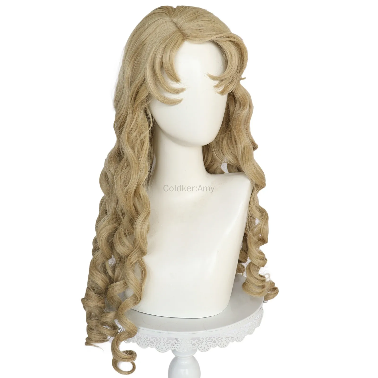 Parrucca sintetica da 26 pollici per copricapo da principessa, riccia, ondulata, lunga, marrone, Aurora, per Halloween, Natale, scuola, Ringraziamento