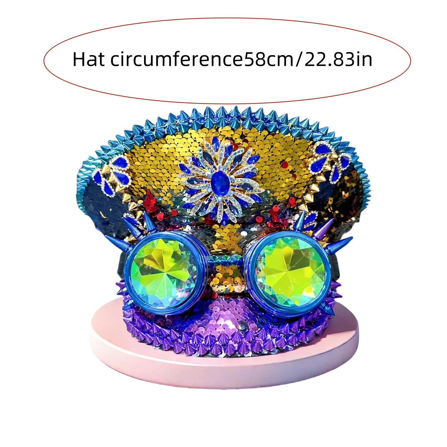 HongLuan Women Men Festival Captain Hat Navy Party Hat Sequins Rivets Decorated Rhinestone Suitable Bachelorette Parties Bars