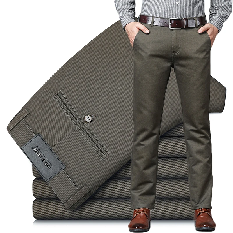 

6 Colors Male Casual Pants Chic Straight Formal Office Luxury Trousers Fashion Elastic Men Business Suit Pants