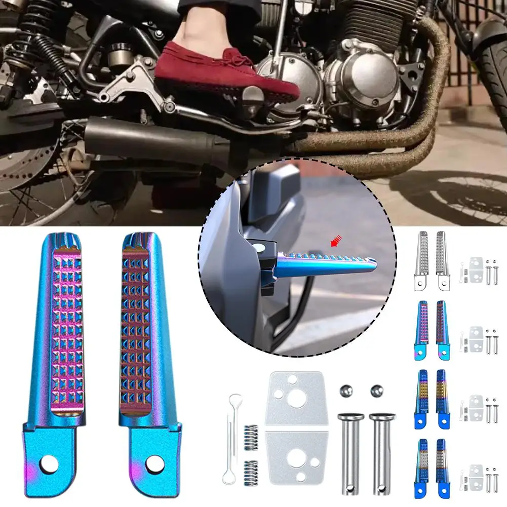 1 Pair Foot Peg Anti-Slip Rear Foot Rider Rests Aluminum Alloy Motorcycle Rear Footrests For Honda Phantom 150 CB190R For Y B4T5