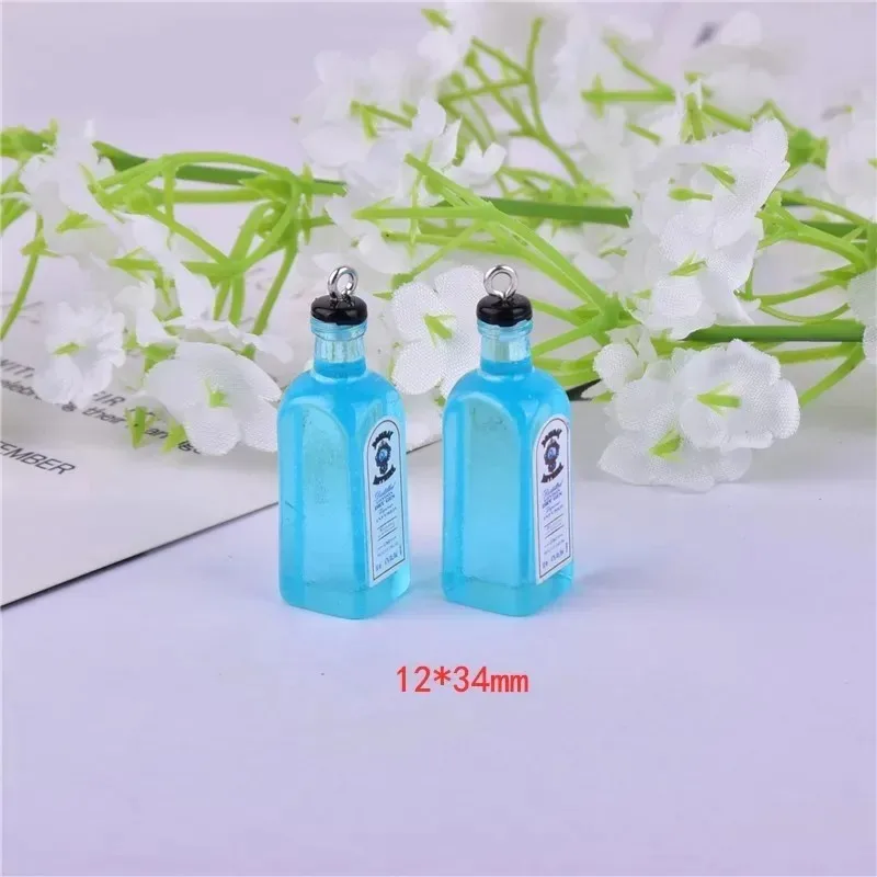 Afbeelding 7: 10 stuks/verpakking hars 3D wijnflesjes bedels mini alcohol flesjes hangers voor DIY oorbellen sleutelhangers mode sieraden maken