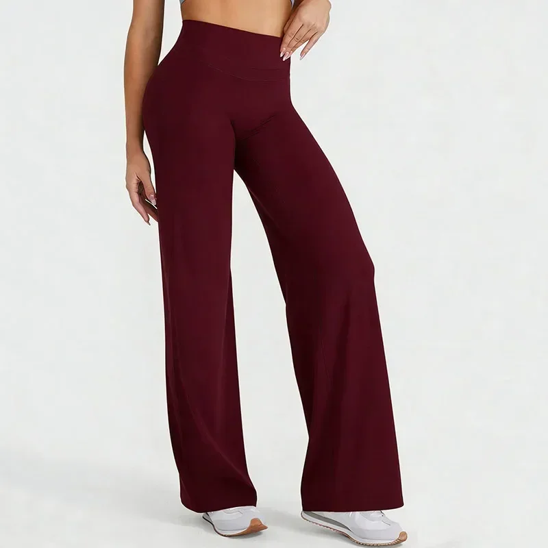 Yoga Leggings Women New Lifting Hips Fitness Solid Wide Leg Naked Feeling Out Wear Sports Trousers Exercise Running Yoga Pants