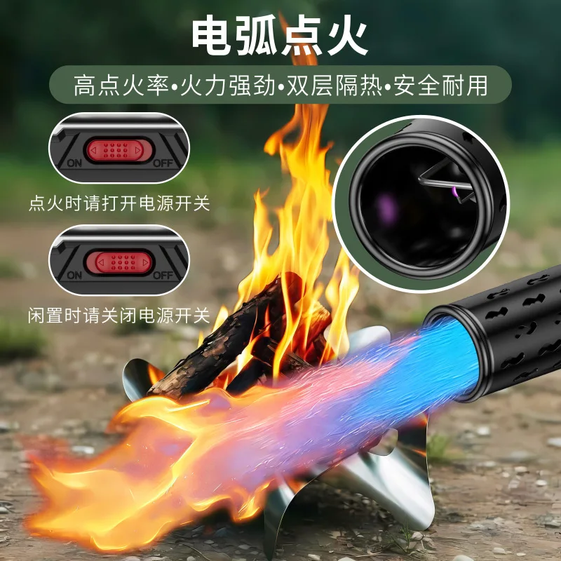 

Hot Selling Outdoor High-temperature Flame Spraying Gun Head Camping Baking Barbecue Handheld Flame Thrower Large Flame Garden