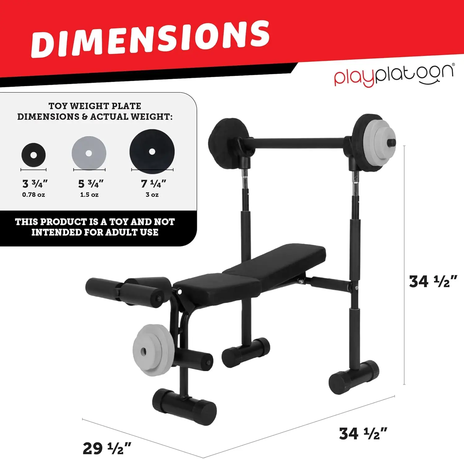 Home Use, Durable Plastic, Colorful Kids Weight Bench Set - Ideal for Ages 3+ with Workout Function