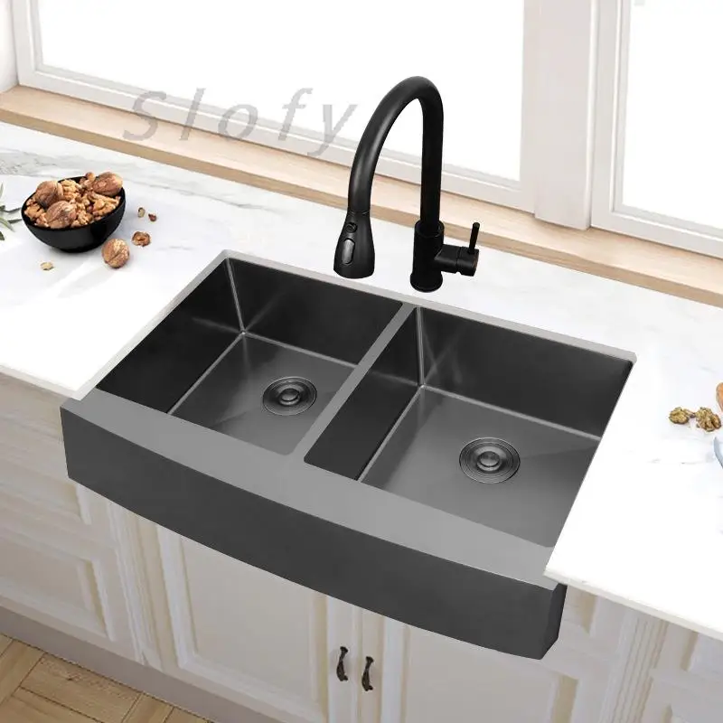 

Large Size 910*550cm Double Bowl Farmhouse Kitchen Sink Apront Front Sinks Undermount Stainless Steel Workstation Basin Drain