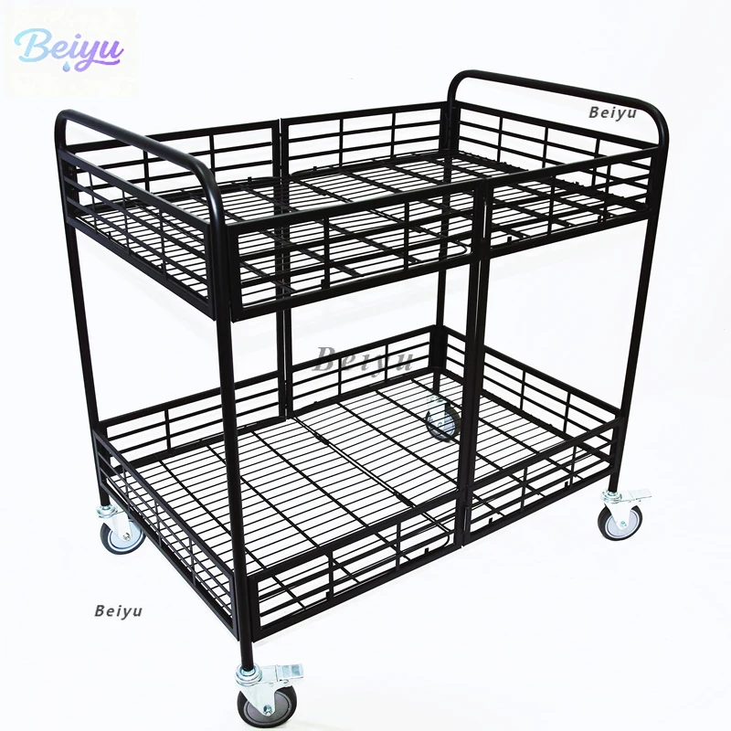 Thickened load-bearing stall trolley foldable mobile dessert sushi float shelf