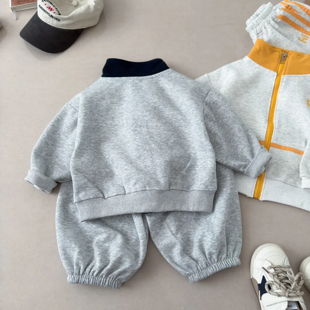 Kinder 2-teiliger Trainingsanzug Herbst Jungen Mädchen Stehkragen Reißverschluss Jacke+Hose Sets Stickerei Lässiges Sport-Outfit Kinder Sportbekleidung – Detail 10