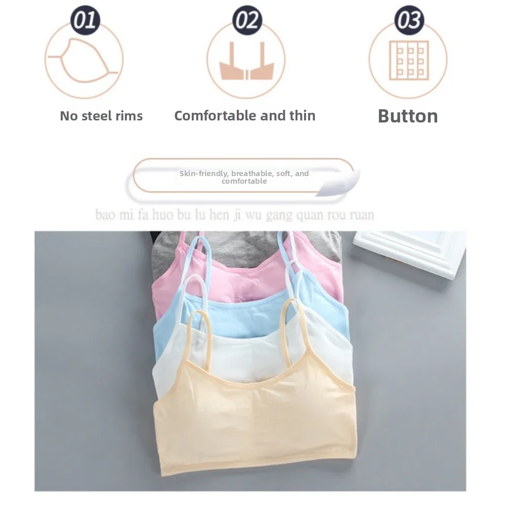 حمالات صدر قطنية للمراهقات، سترات مبطنة مرنة غير رسمية، ملابس داخلية، حمالات صدر للتدريب الرياضي #4