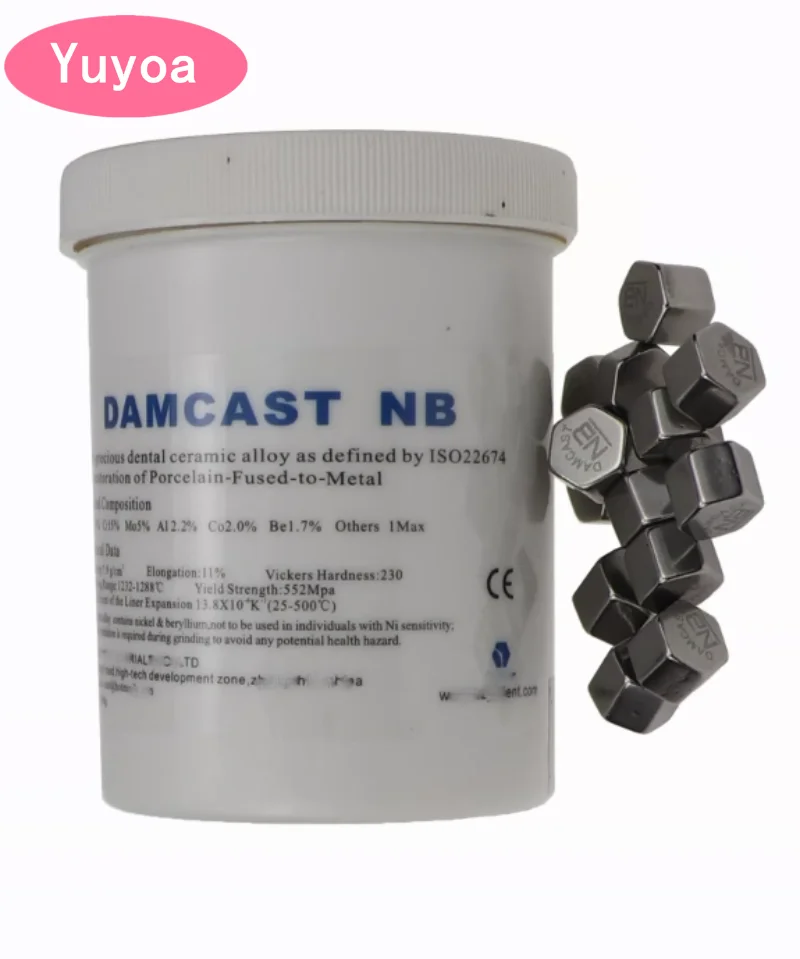 

1kg Damcast NB/NP/CC/PS/Soft/TS Dental Porcelain Alloy Nickel Chromium Beryllium Porcelain Steel Denture Lab Processing Material