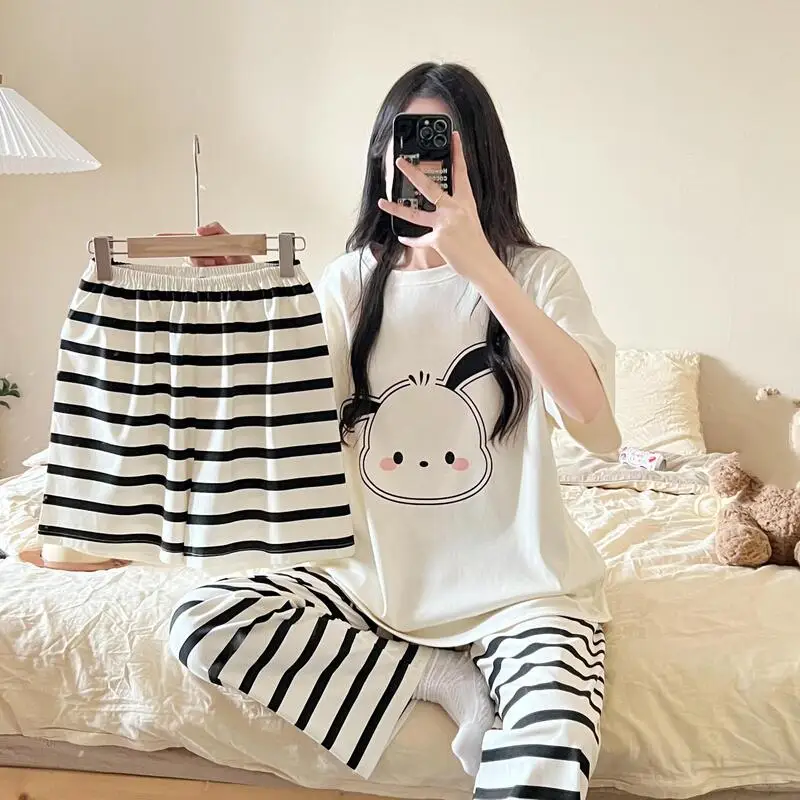 

Cartoon Cute Girl Pajama Set Summer New Sweet Anime Student Home Clothes Girl Comfortable Skin Friendly Breathable Set Loose