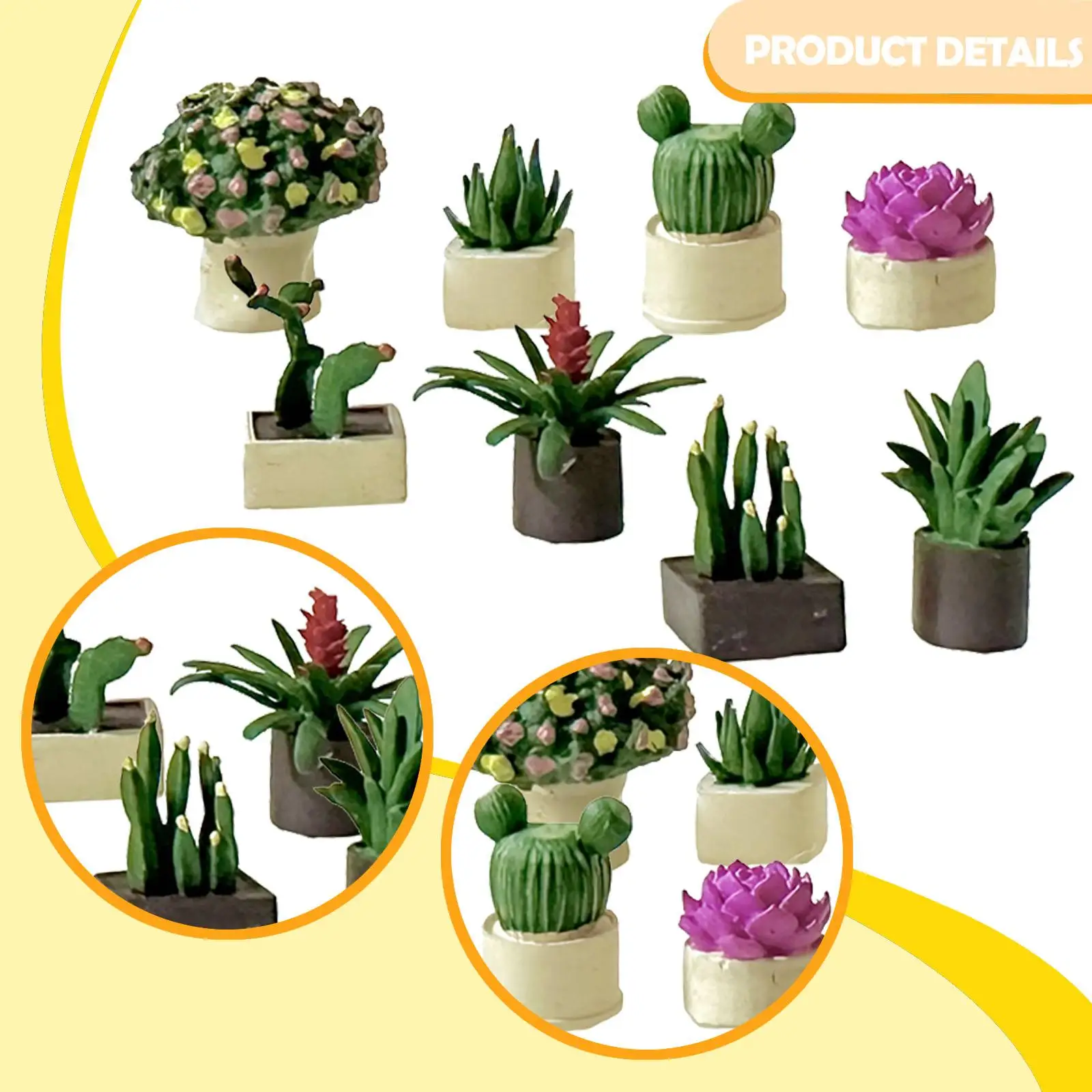 ต้นไม้บอนไซจิ๋วขนาด 1:64 ของตกแต่ง ของเล่นเด็ก ต้นไม้กระถางสำหรับบ้านตุ๊กตา กระถางดอกไม้ ต้นไม้กระถางจิ๋ว แบบจำลองดอกไม้ ของตกแต่ง