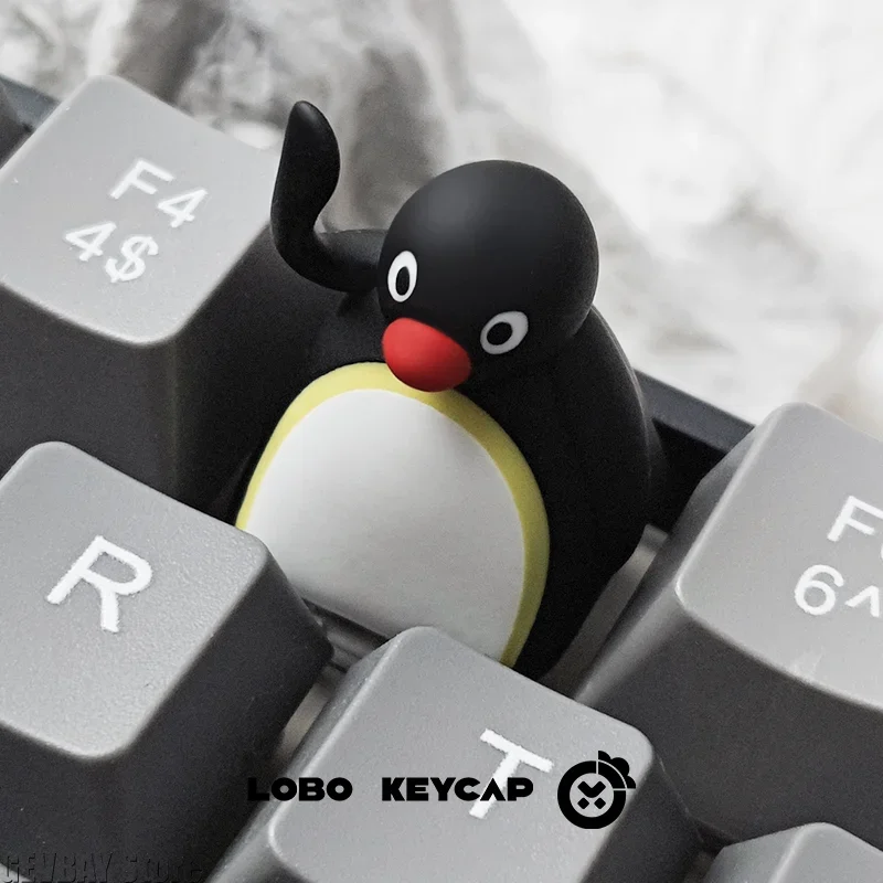 Pingu Penguin Mechanical Keyboard Keycaps Personalized Cartoon Design Esc Resin Material Customized Peripheral Gifts for Gamers