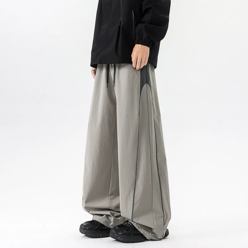 

Мужские летние тонкие прямые свободные спортивные повседневные брюки American Sle с широкими штанинами и микро-клешем, быстросохнущие, в стиле High Street