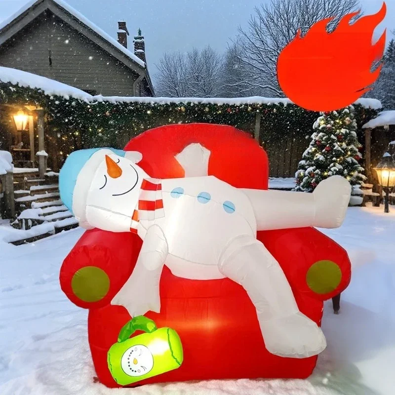 Christmas sofa snowman 1.5 meters courtyard luminous decoration holiday layout model inflatable air mold