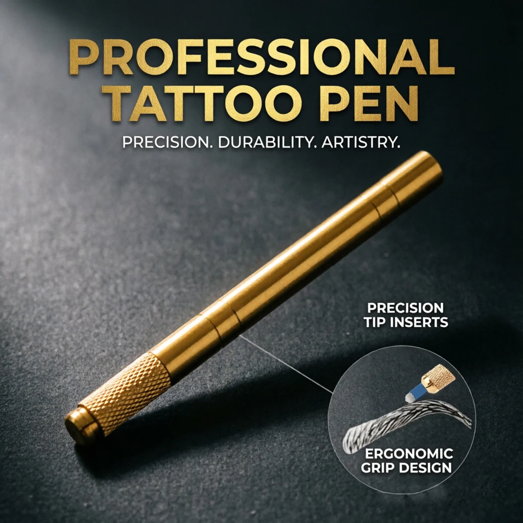 Eyebrow Tattoo Manual Pen 5pc Needle Blade Microblading Microblading Pen Tattoo Machine for Permanent Makeup Golden Tebori Pen