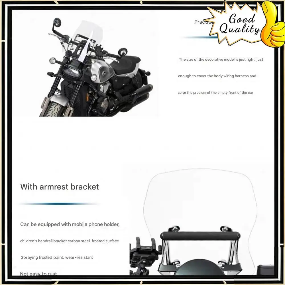 Good Quality For QJMOTO SRV600 windshield with handrail front windshield 600SRV modified heightened windshield tempered glue