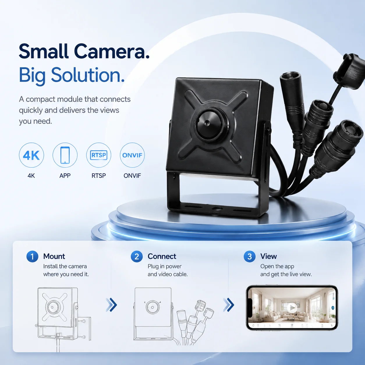 POE SD Card Recording IP Pin-Hole Camera RJ45 Max.128G Audio Face Recognition Motion Detection Wide Angle POE Square Icsee