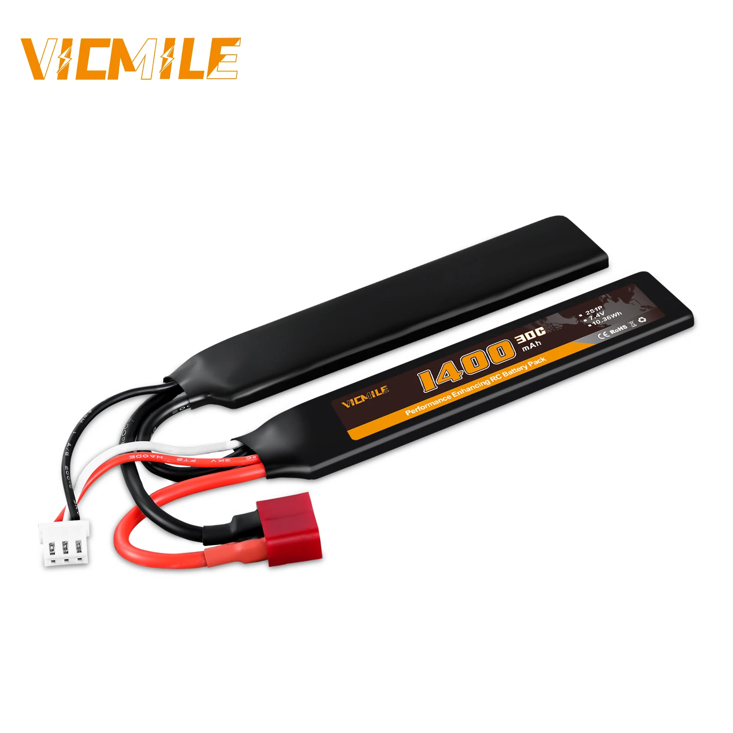 

VICMILE 7,4 В 1400 мАч 2S аккумулятор для страйкбола с Т-образным разъемом Deans 30C Lipo аккумулятор с высокой скоростью разряда подходит для пистолетов для страйкбольных моделей